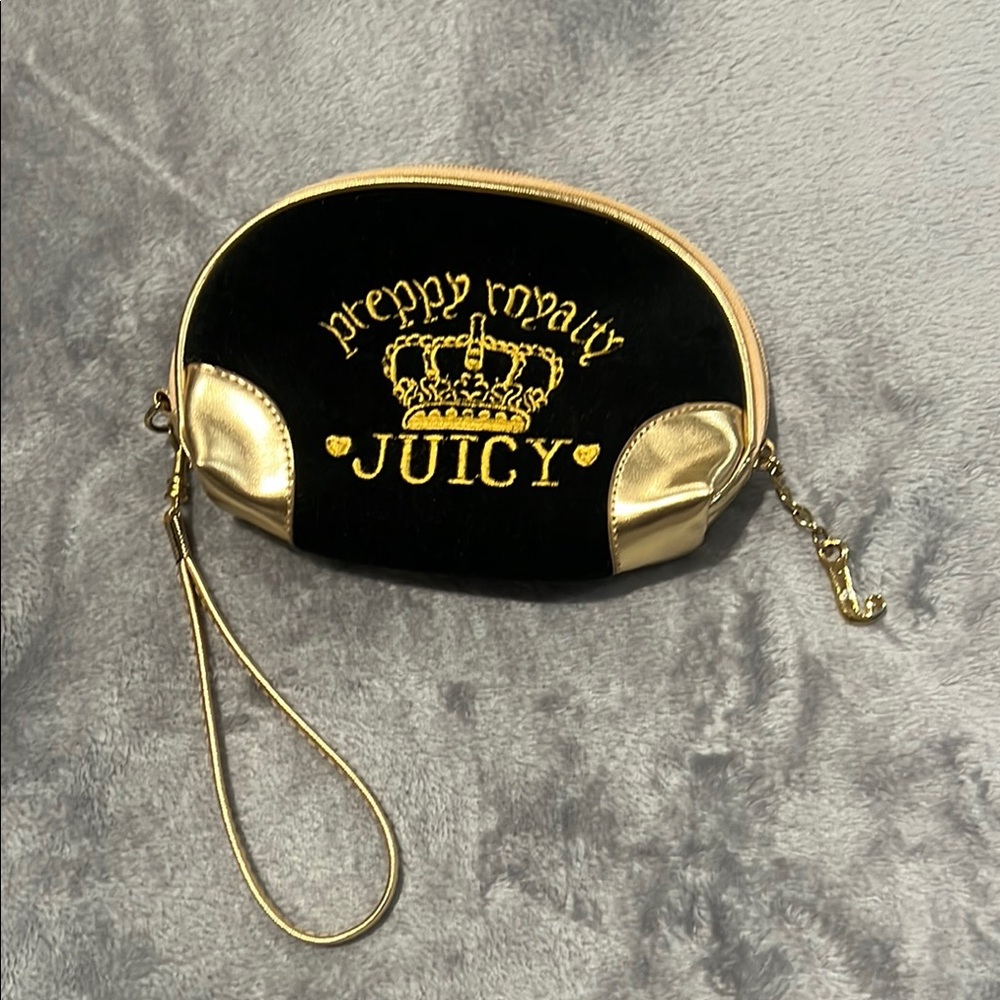 Juicy Couture Black and Gold Preppy Royal Wristlet